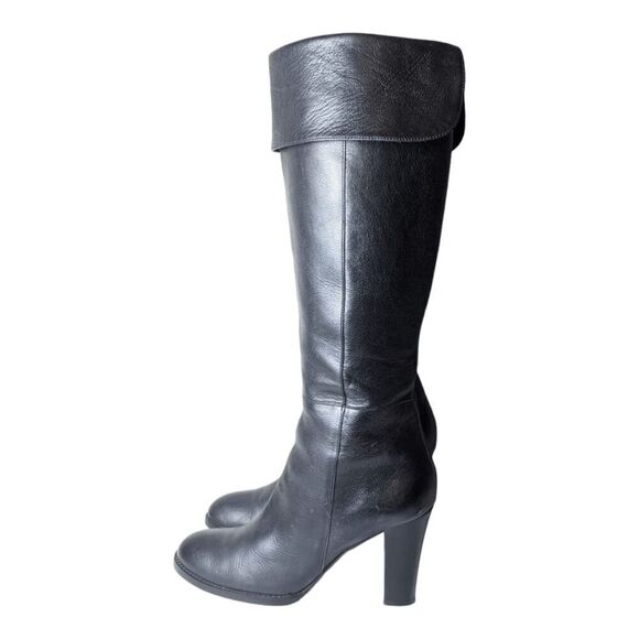 MAX DE CARLO Italian Made Black Leather Knee High Boot Size 9B - Picture 2 of 9